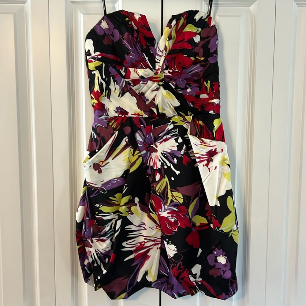 Strapless colorful print dress